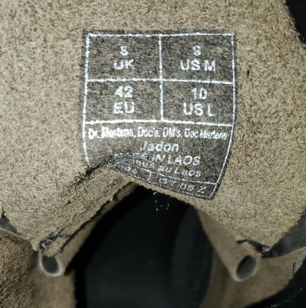 Dr. Martens Black Platform Leather Boots with Yellow Stitching - Picture 2 of 3